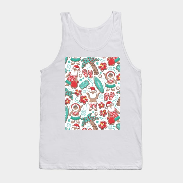 Mele Kalikimaka Hawaiian Christmas gingerbread cookies // pattern // white background Tank Top by SelmaCardoso